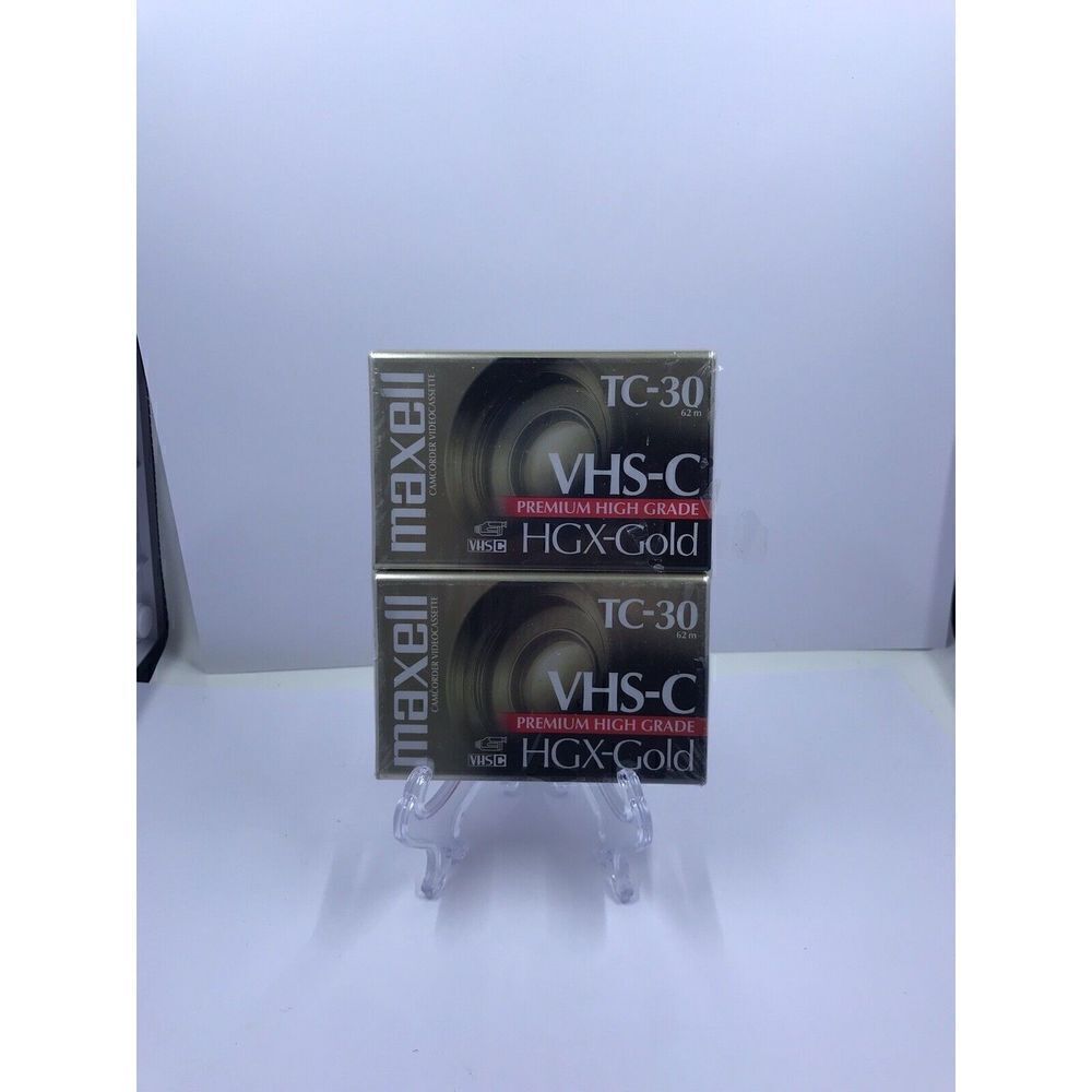 *Maxell TC-30 HGX-Gold Premium VHS-C High Grade Camcorder Tapes Sealed Pack Of 2